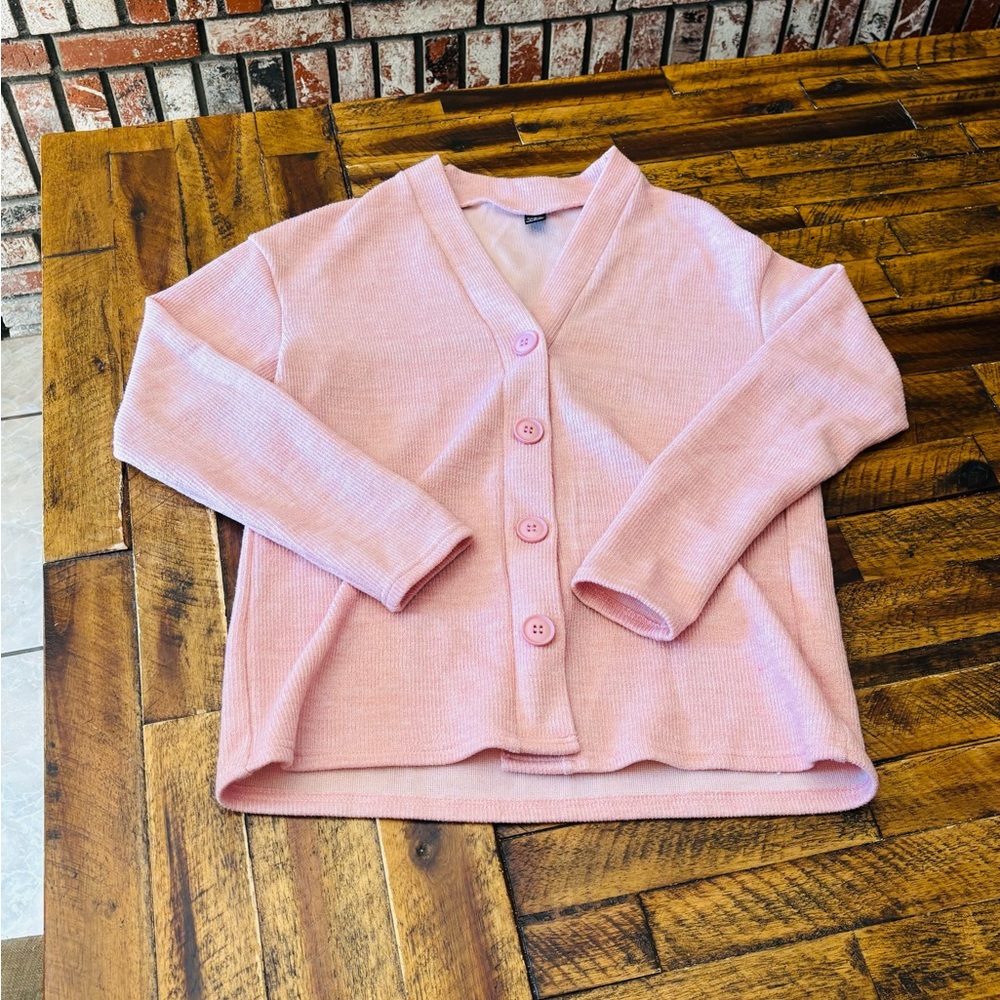 SHEIN Light Pink Button-Up Cardigan Set